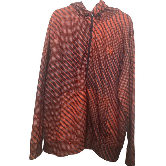 And1 Other - And1 And One Hoodie Men Sz 2XL Hooded Pockets Full Zip Orange Black EUC